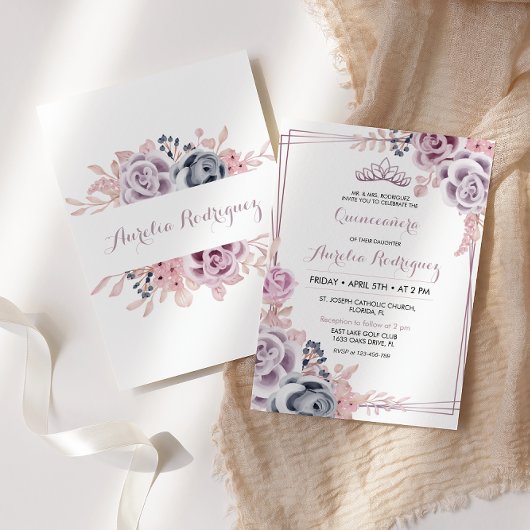 パープルキンセアニェラ招待状キンセアニェラ誕生日 招待状