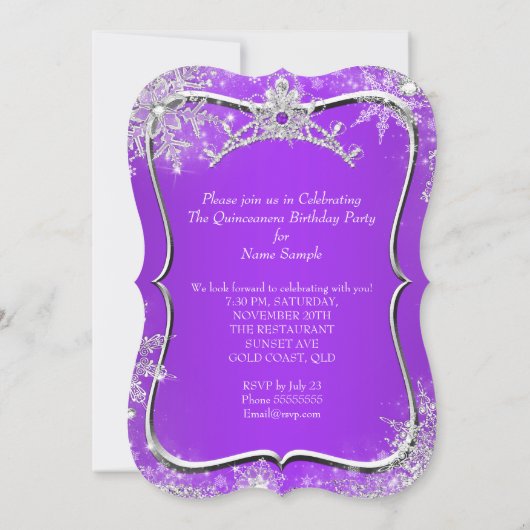 パープルキンセアニェラ15thウィンターワンダーランド 招待状 (裏面)