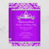 パープルキンセアニェラ15th誕生日パーティティアラ2 招待状 (正面/裏面)