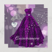 パープルキンセアニェラ15th誕生日パーティー 招待状 (正面/裏面)