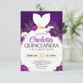 パープルキンセアニラフローラホワイトプリンセスドレス 招待状 (スタンド正面)