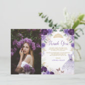 パープルキンセアニラプリンセスドレスサンキューカード 招待状 (スタンド正面)