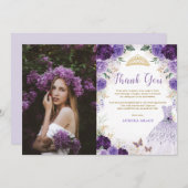 パープルキンセアニラプリンセスドレスサンキューカード 招待状 (正面/裏面)