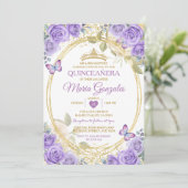 パープルキンセアニラ金ゴールドクラウングリッターバタフライ 招待状 (スタンド正面)