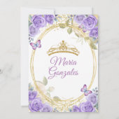 パープルキンセアニラ金ゴールドクラウングリッターバタフライ 招待状 (裏面)