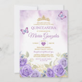 パープルキンセアニラ金ゴールドクラウンメキシコバタフライ 招待状 (正面)