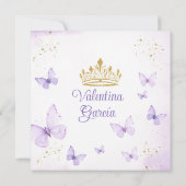 パープルキンセアニラ15アノスバタフライ金ゴールドグリッター 招待状 (裏面)