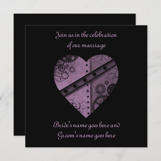 パープルギア結婚ハートズスクエア 招待状 (正面/裏面)