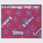 パープルギフトラッパーソナライズされたプ、雪片 ラッピングペーパー (フラット)