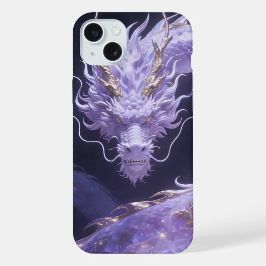 パープルギャラクシードラゴン | 神秘的な宇宙ドラゴン幻想 iPhoneケース (裏面)