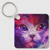 パープルギャラクシー猫 キーホルダー (正面)