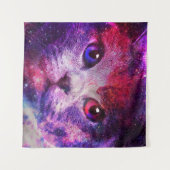 パープルギャラクシー猫 タペストリー (正面(横))