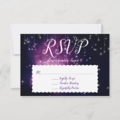 パープルギャラクシー 天体星 RSVP 返信 招待状 (正面)