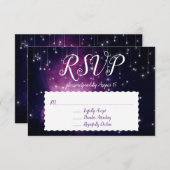 パープルギャラクシー 天体 星 受付の返信 招待状 (正面/裏面)