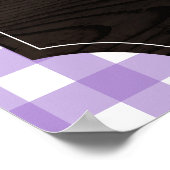 パープルギンガムサンフラワーズモノグラムモモモザバー ポスター (角)