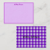 パープルギンガムチェックプレイドタータンチェック名縁ど ノートカード (正面/裏面)