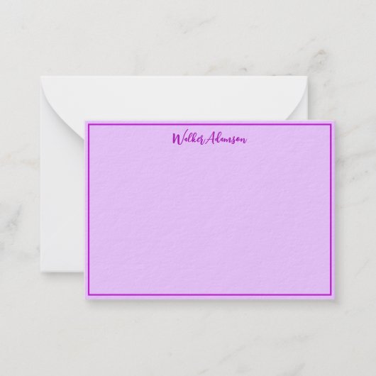パープルギンガムチェックプレイドタータンチェック名縁ど ノートカード (正面)