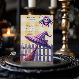 パープルギンガムハロウィーンベビーシャワー 招待状