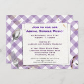 パープルギンガムピクニックBBQパーティー招待状 招待状 (正面/裏面)