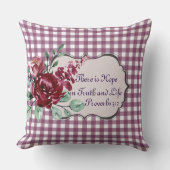 パープルギンガムフローラありホープ枕 クッション (正面)