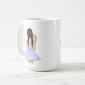 パープルギンガムプレイドのペット運バニーの女の子 コーヒーマグカップ (正面左)