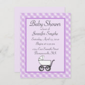 パープルギンガムベビーシャワー招待状 招待状 (正面/裏面)