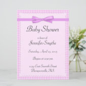 パープルギンガムベビーシャワー招待状 招待状 (スタンド正面)