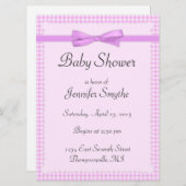 パープルギンガムベビーシャワー招待状 招待状 (正面/裏面)