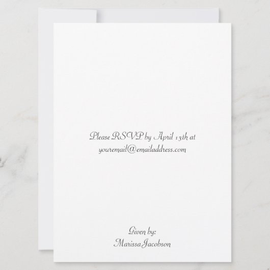 パープルギンガムベビーシャワー招待状 招待状 (裏面)