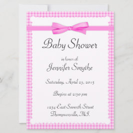 パープルギンガムベビーシャワー招待状 招待状