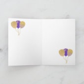 パープルギンガム&グリッターバルーン1st誕生日 カード (内部)