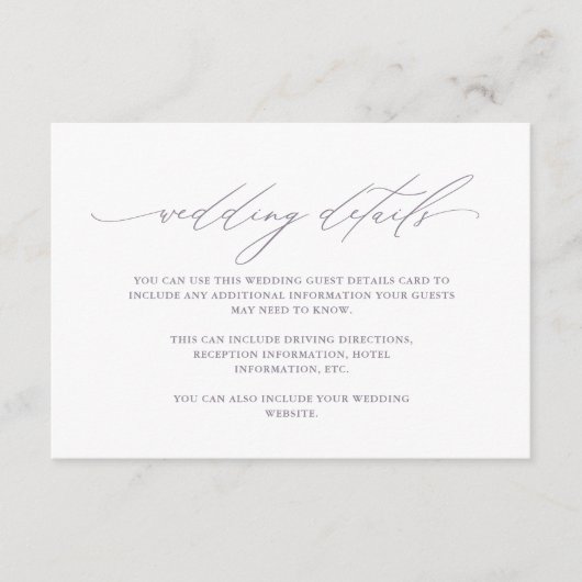 パープルクかわいらしラシク結婚ズのゲスト詳細 エンクロージャーカード (正面)