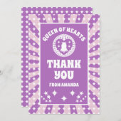 パープルクイーンハート誕生日サンキューカード 招待状 (正面/裏面)