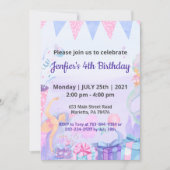 パープルクイーンベビーテーマ誕生日 招待状 (正面)