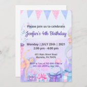 パープルクイーンベビーテーマ誕生日 招待状 (正面/裏面)