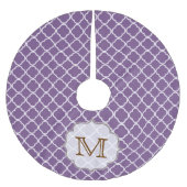 パープルクォーターフォイルモノグラムイニシャルツリースカート ブラッシュドポリエステルツリースカート (正面)