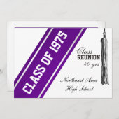 パープルクストライプラス付きバーシティ懇親会 招待状 (正面/裏面)