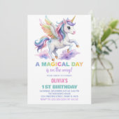 パープルクラウドユニコーン誕生日招待状 招待状 (スタンド正面)