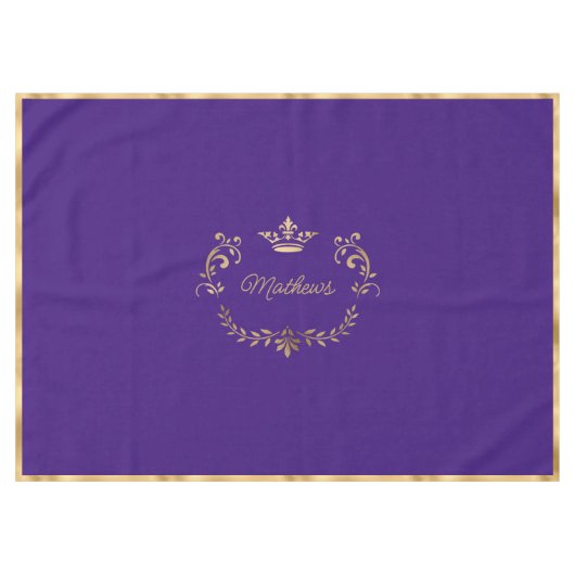 パープルクラウンクレストパーソナライズされたテーブルクロス テーブルクロス (正面(横))