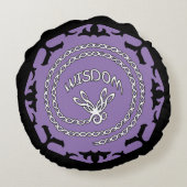 パープルクラウンチャクラ"知恵"ドラゴンフライ ラウンドクッション (裏面)