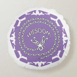 パープルクラウンチャクラ "Wisdom" トンボ ホワイトBG ラウンドクッション