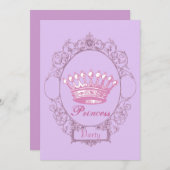 パープルクラウンプリンセス誕生日パーティーの招待 招待状 (正面/裏面)