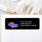 パープルクラシックマッスルカー誕生日Bash ラベル (インサイチュ)