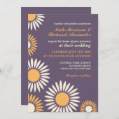 パープルクラシックレトロひまわり結婚式招待状 招待状 (正面/裏面)