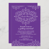 パープルクラシーフレームブライダルシャワー招待 招待状 (正面/裏面)