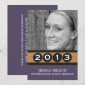 パープルクラシー鍵卒業招待状 招待状 (正面/裏面)