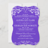 パープルクラフト紙ヴィンテージタイポグラフィ招待状 招待状 (正面)