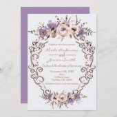 パープルクリエレガントーム植物性結婚フローラ 招待状 (正面/裏面)