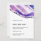 パープルクリスタルジェムストーン結婚式招待状 招待状 (正面)