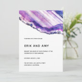 パープルクリスタルジェムストーン結婚式招待状 招待状 (スタンド正面)